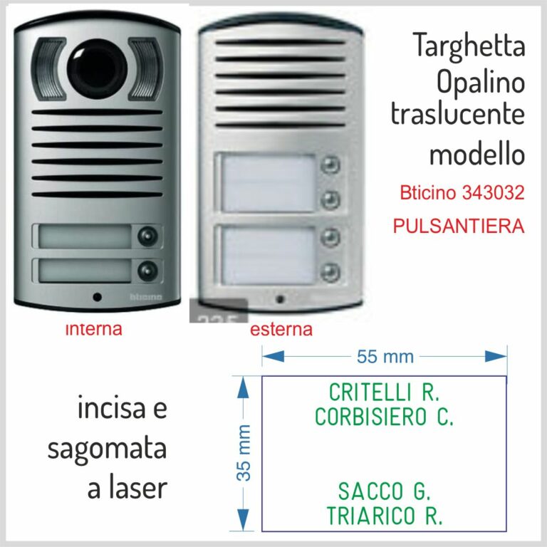 Targhette Da Citofono Bticino Modello 343032 Critelli It